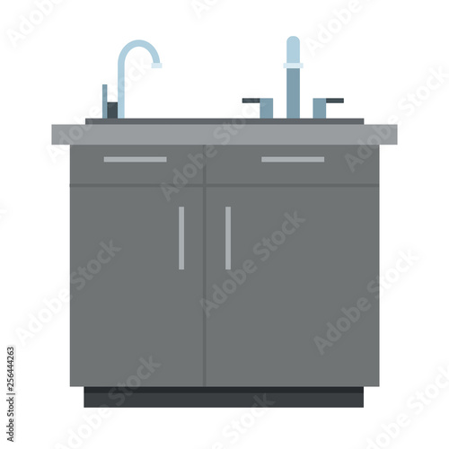 Kitchen cabinet with sink vector icon flat isolated illustration