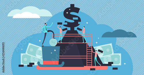 Capitalism vector illustration. Flat tiny economic system persons concept.