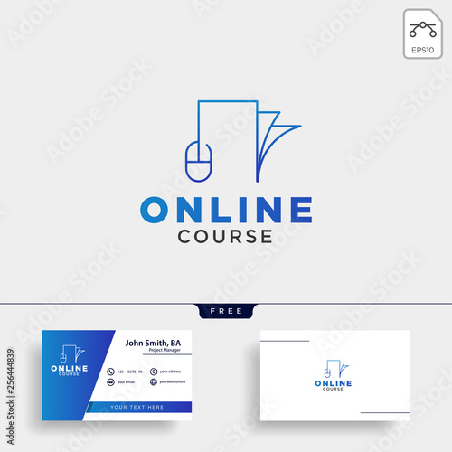 mouse book line , online learning line logo template vector illustration icon element