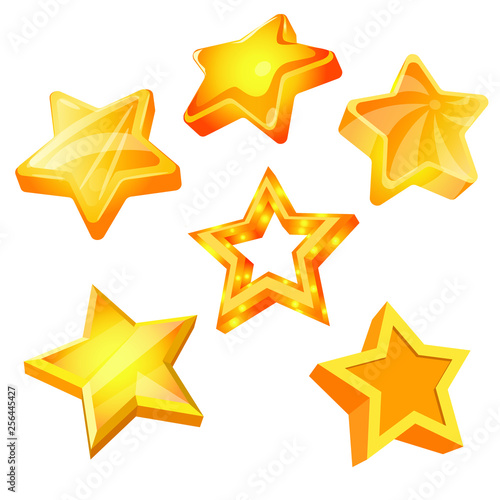 Set of star vector 3d icons isolated. Cartoon stars design