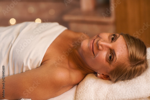 Beautiful mature woman relaxing at the spa