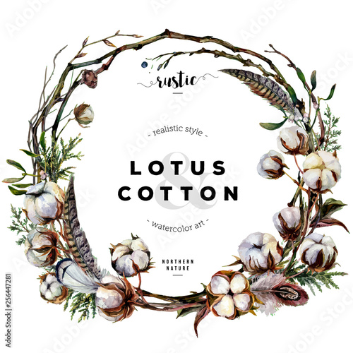 Watercolor Cotton Wreath