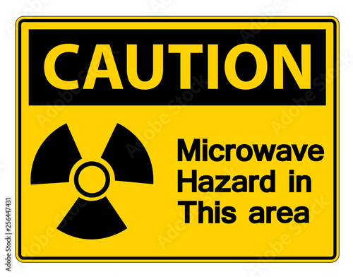 Caution Microwave Hazard Sign on white background
