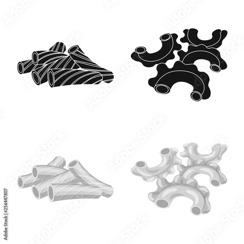 Isolated object of pasta and carbohydrate icon. Set of pasta and macaroni stock symbol for web.