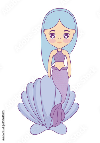 cute mermaid sitting in seashell