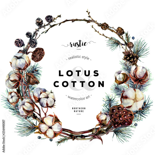 Watercolor Cotton Wreath