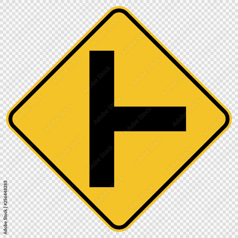 Fototapeta premium T-Junction Traffic Road Sign on transparent background