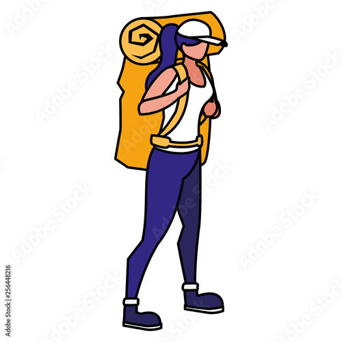 adventurous woman with travelbag