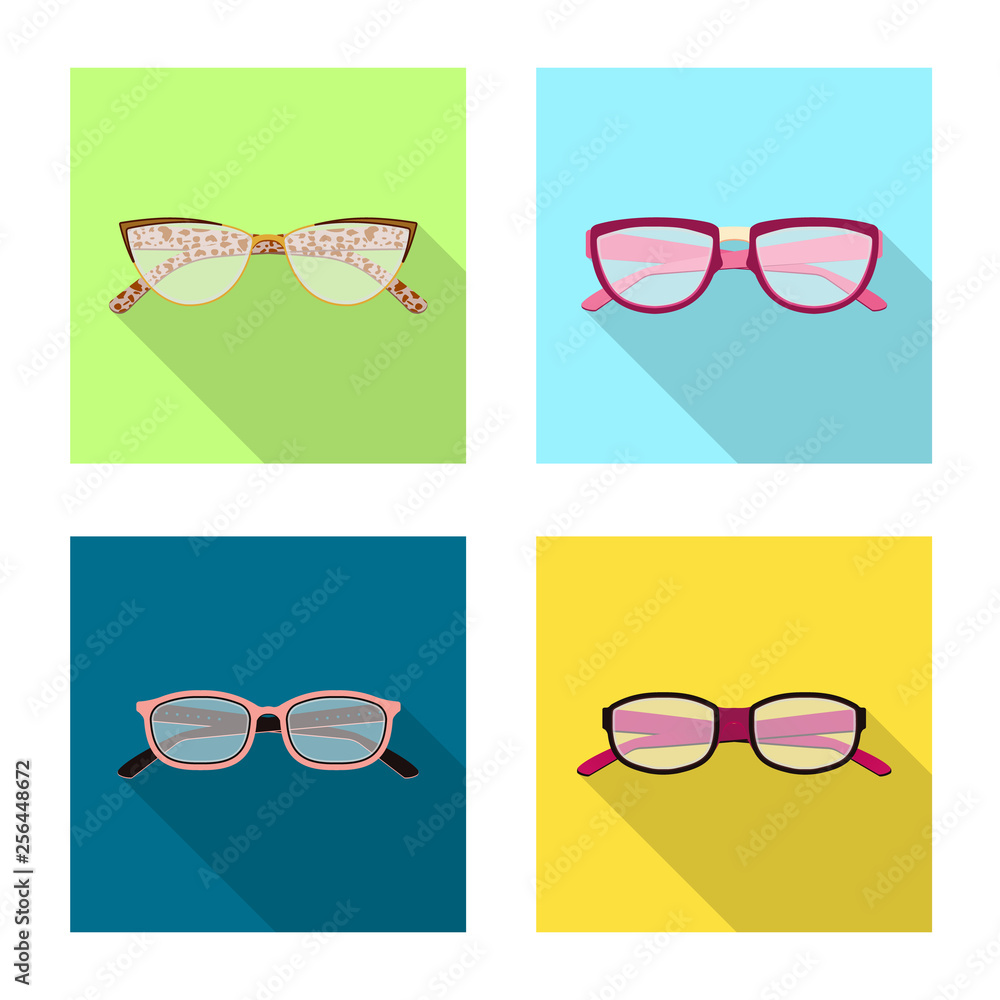 Vector design of glasses and frame icon. Collection of glasses and accessory stock symbol for web.