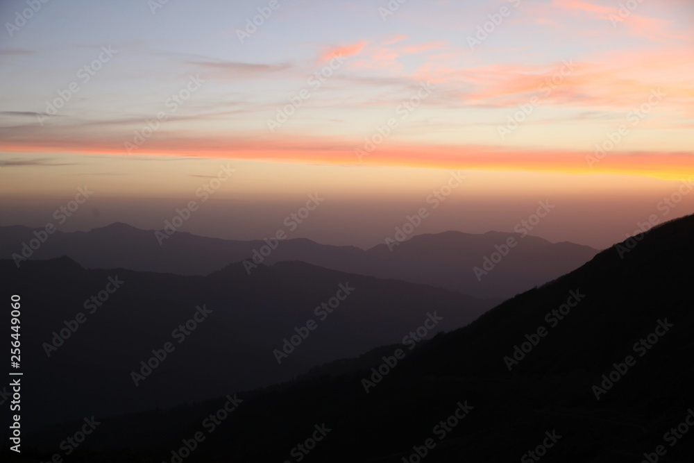 Fototapeta premium Green mountains in the fog. Seamless background. savsat/artvin/turkey