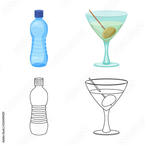 Isolated object of drink and bar logo. Set of drink and party vector icon for stock.