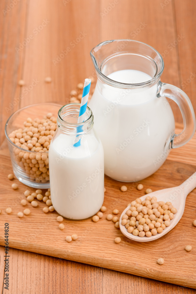 Homemade soy milk and beans Homemade soy milk and beans
