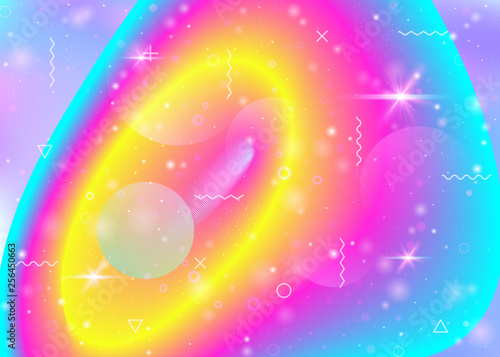 Hologram background with vibrant rainbow gradients. Dynamic fluid. Holographic cosmos. Design layout for web app, mobile screen and mobile interface. Colorful hologram background.