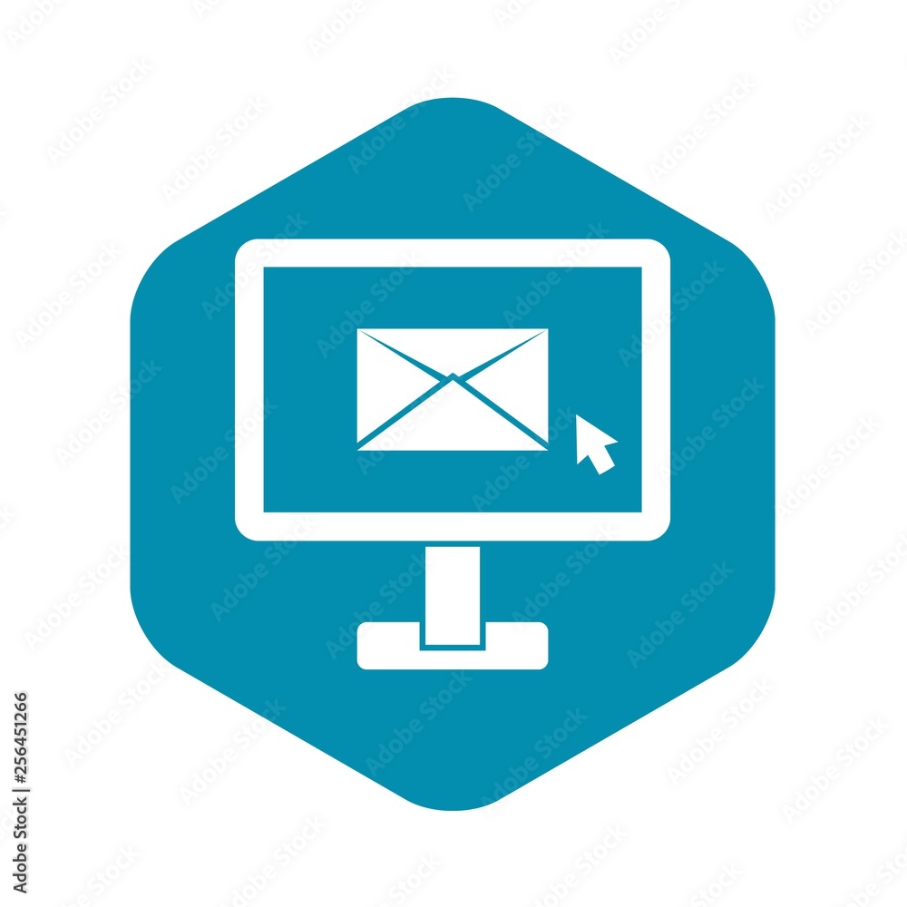 Monitor with email sign icon in simple style isolated vector illustration Monitor with email sign icon in simple style isolated vector illustration