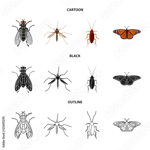 Isolated object of insect and fly symbol. Set of insect and element vector icon for stock.