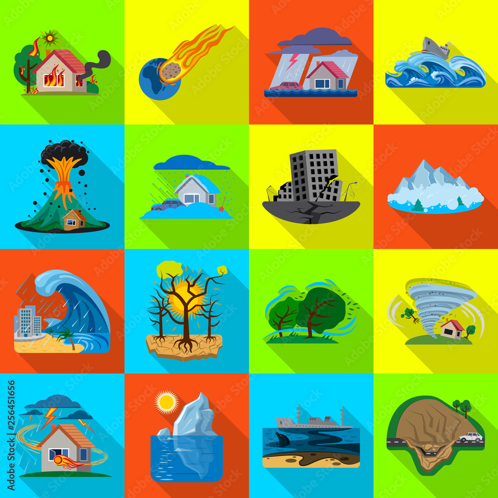 Vector illustration of natural and disaster icon. Collection of natural and risk vector icon for stock.
