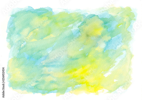Vector watercolor aquarelle background blue and yellow