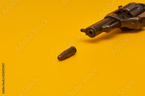 Gun and bullets. Gun Revolver