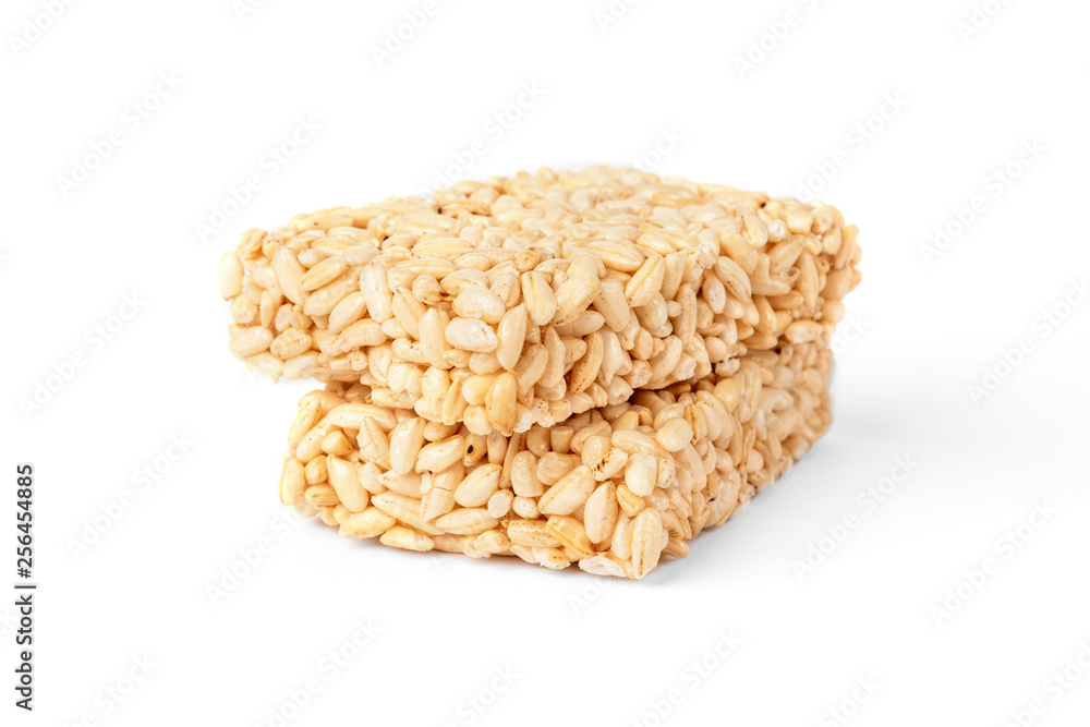 Puffed rice isolated on white background. 