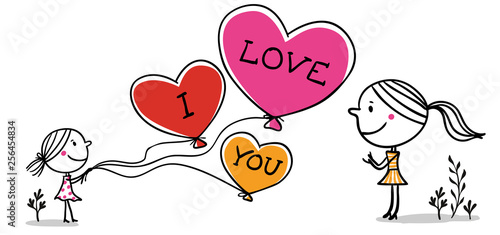 Muttertag-Mädchen schenkt Mutter I love you Ballons