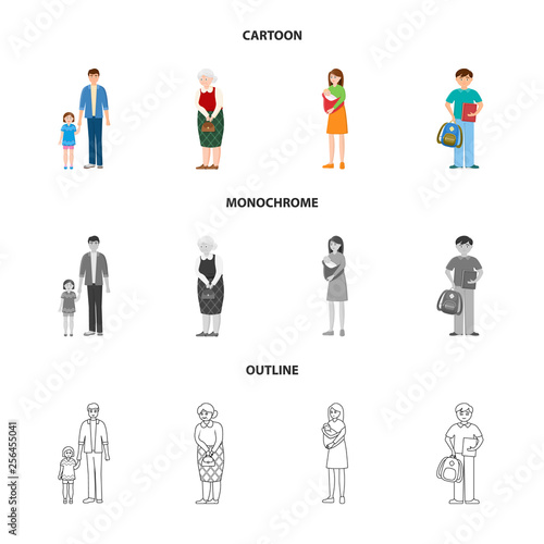 Isolated object of character and avatar sign. Collection of character and portrait vector icon for stock.