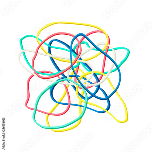 colorful rubber bands on white background