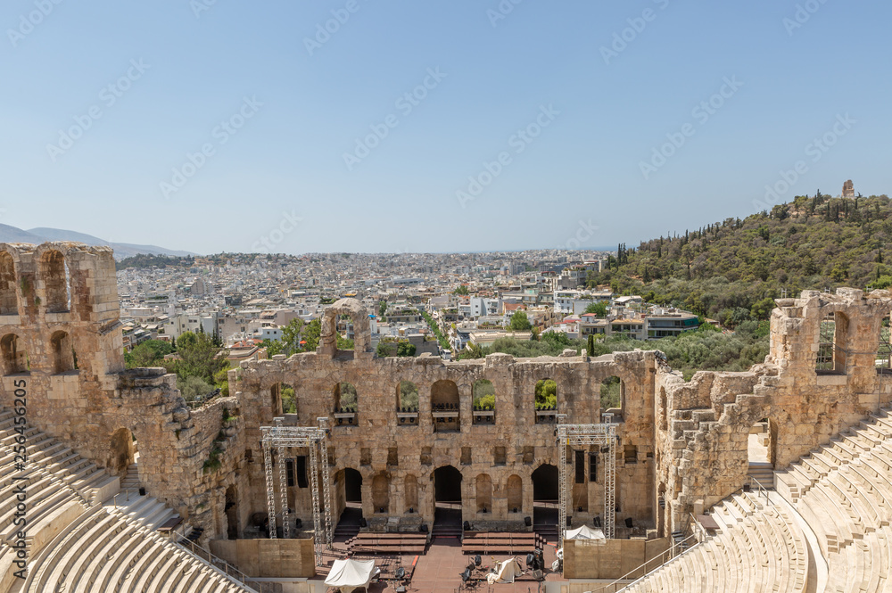 The Ancient Coliseum in the Acropolis historical site in Athens