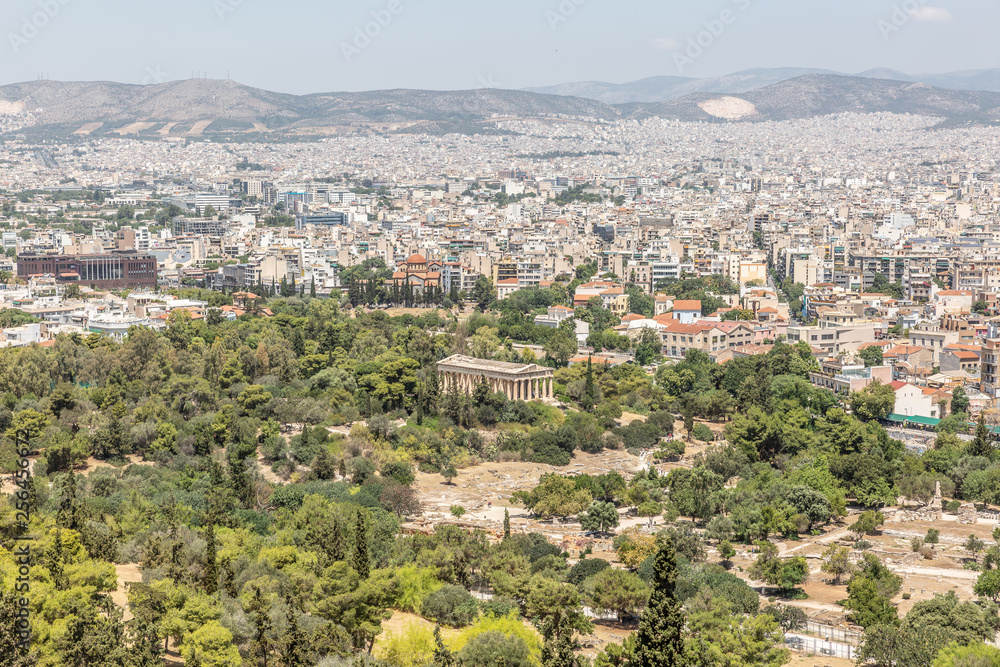 View of Athens with Acropolis on a sunny day