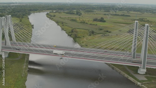 Wallpaper Mural Aerial view of double cable-stayed bridge over Vistula River in Krakow, Poland PRORESHQ Torontodigital.ca