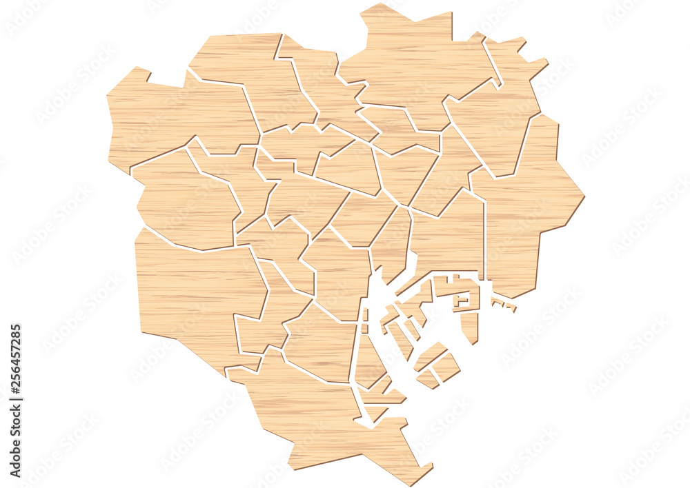 木材で形どった東京23区地図 Stock Vector Adobe Stock