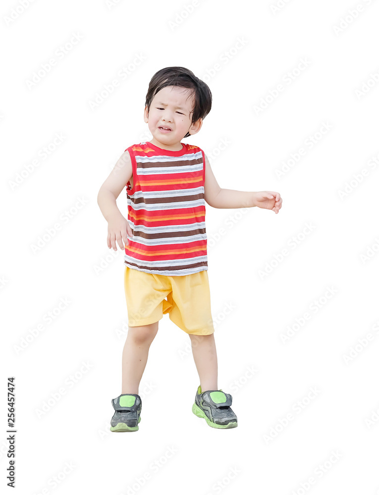 Closeup sad asian kid cry because he want something isolated on white background Closeup sad asian kid cry because he want something isolated on white background