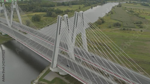 Wallpaper Mural Aerial view of double cable-stayed bridge over Vistula River in Krakow, Poland PRORESHQ Torontodigital.ca