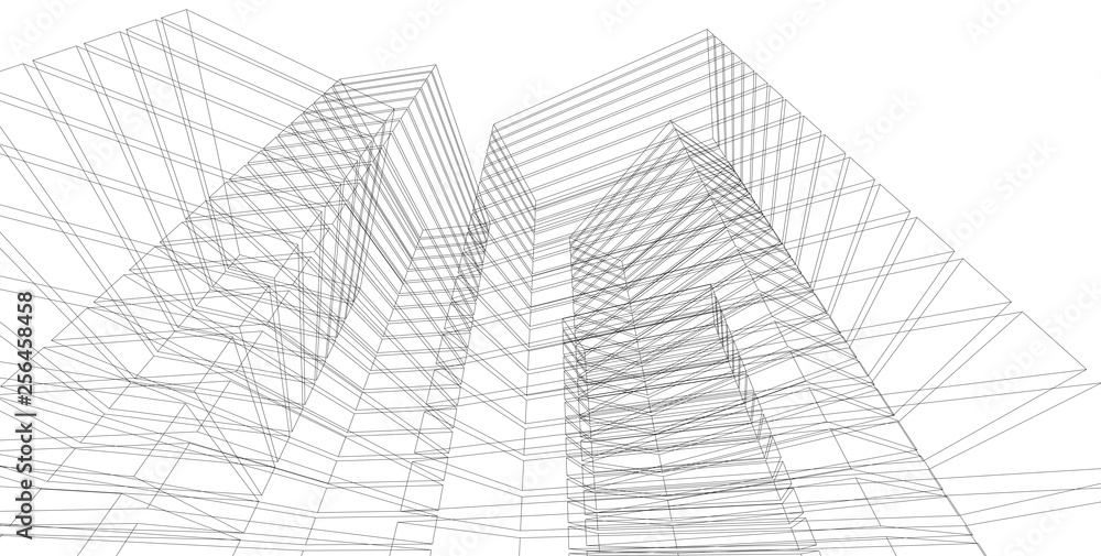 Abstract architectral drawing sketch,Illustration Abstract architectral drawing sketch,Illustration