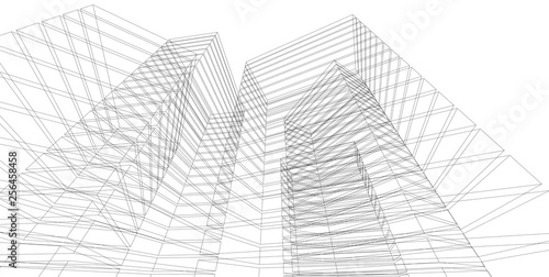 Abstract architectral drawing sketch,Illustration