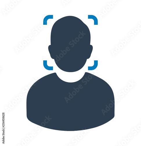 Biometric Face Recognition Icon. Flat style vector EPS.