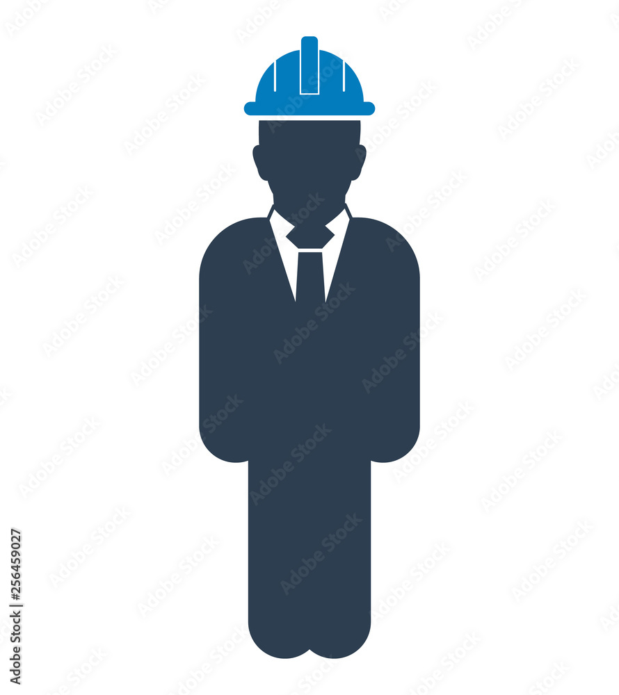 Standing Male  Engineer  Icon. Flat style vector EPS.