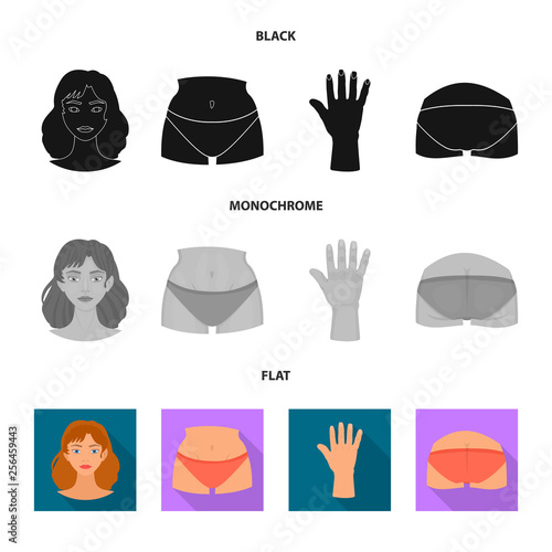 Vector illustration of body and part sign. Set of body and anatomy stock symbol for web.