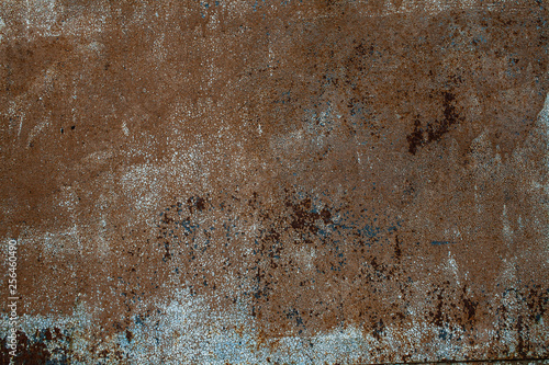 Rusted on surface of the old iron, deterioration of the steel, decay and grun...