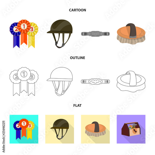 Vector illustration of equipment and riding icon. Set of equipment and competition vector icon for stock.