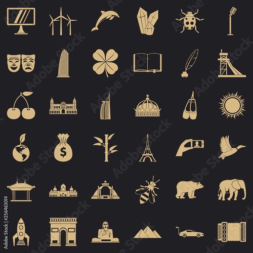 Different world icons set. Simple style of 36 different world vector icons for web for any design