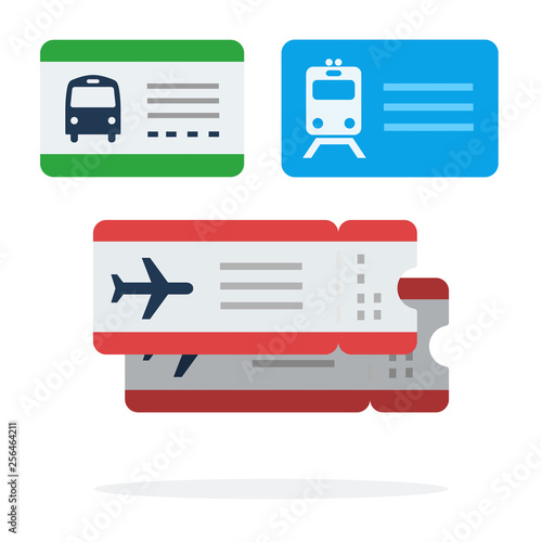 Tickets for public transport vector flat isolated on white