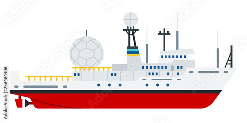 Military communications vessel vector flat icon