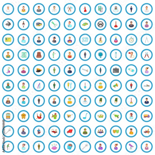 100 job icons set in cartoon style for any design vector illustration