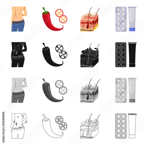 Vector design of medical and pain  sign. Collection of medical and disease stock symbol for web.