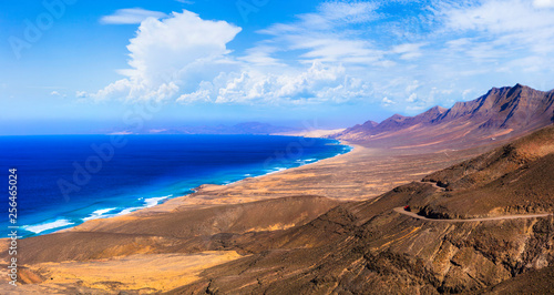 wild beauty of volcanic island Fuerteventura. impressive Cofete beach. Canary islands photo