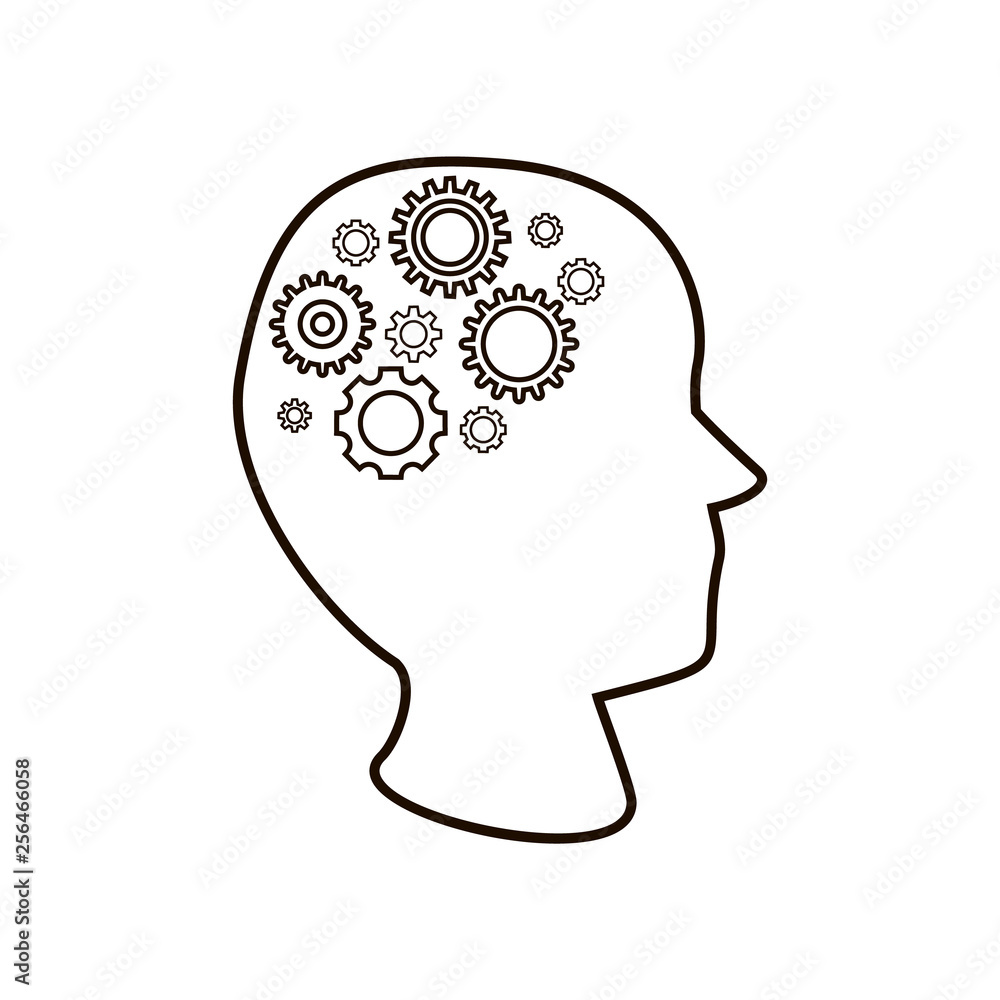 human head with gears, brainstorm human head with gears, brainstorm