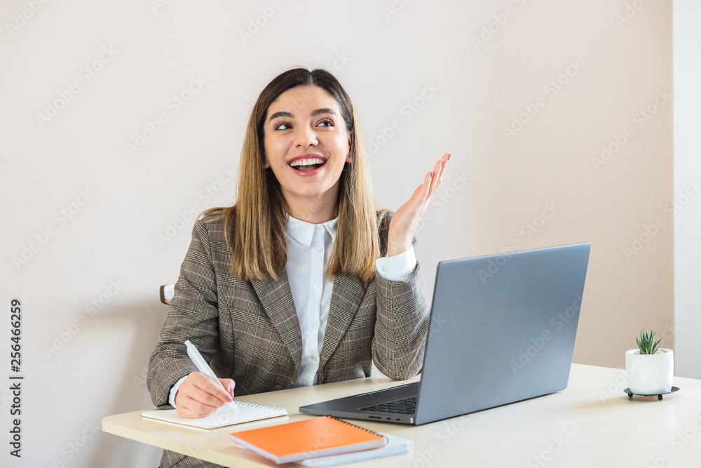 Young woman using laptop, hr manager working at home composing e-mail job offer to new open vacancy candidate, typing answer letter after resume consideration Young woman using laptop, hr manager working at home composing e-mail job offer to new open vacancy candidate, typing answer letter after resume consideration