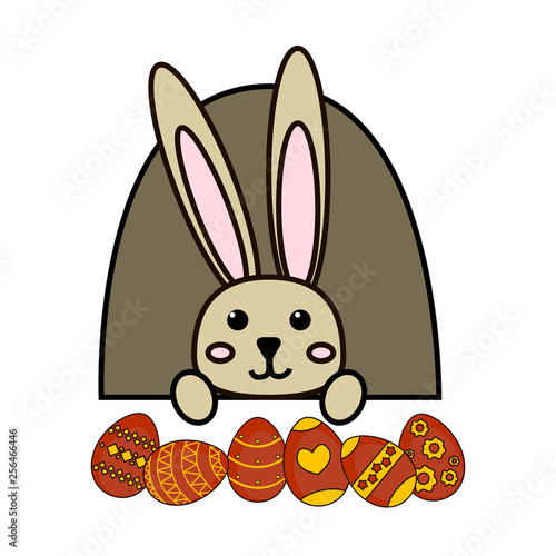 Rabbit with easter eggs