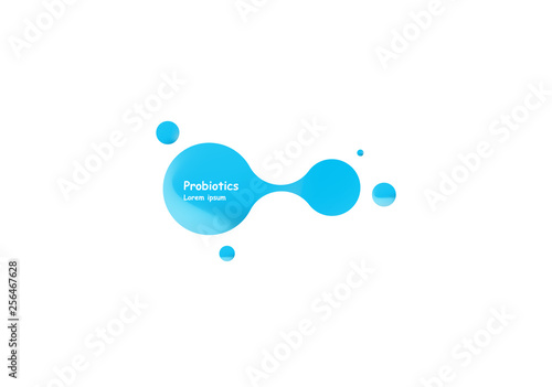 Probiotics bacteria vector design. Concept of design with Lactobacillus Probiotic Bacteria. Template design with Prebiotic healthy nutrition ingredient