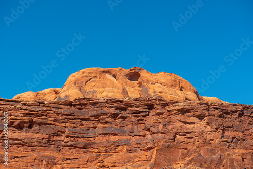 Mesa and Butte landscape near the entrance of Arches National Park  Moab  Utah  USA.